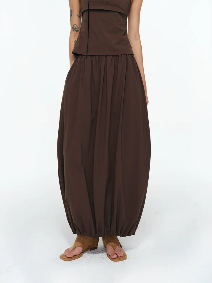 Sporty Pleated Cocoon Skirt