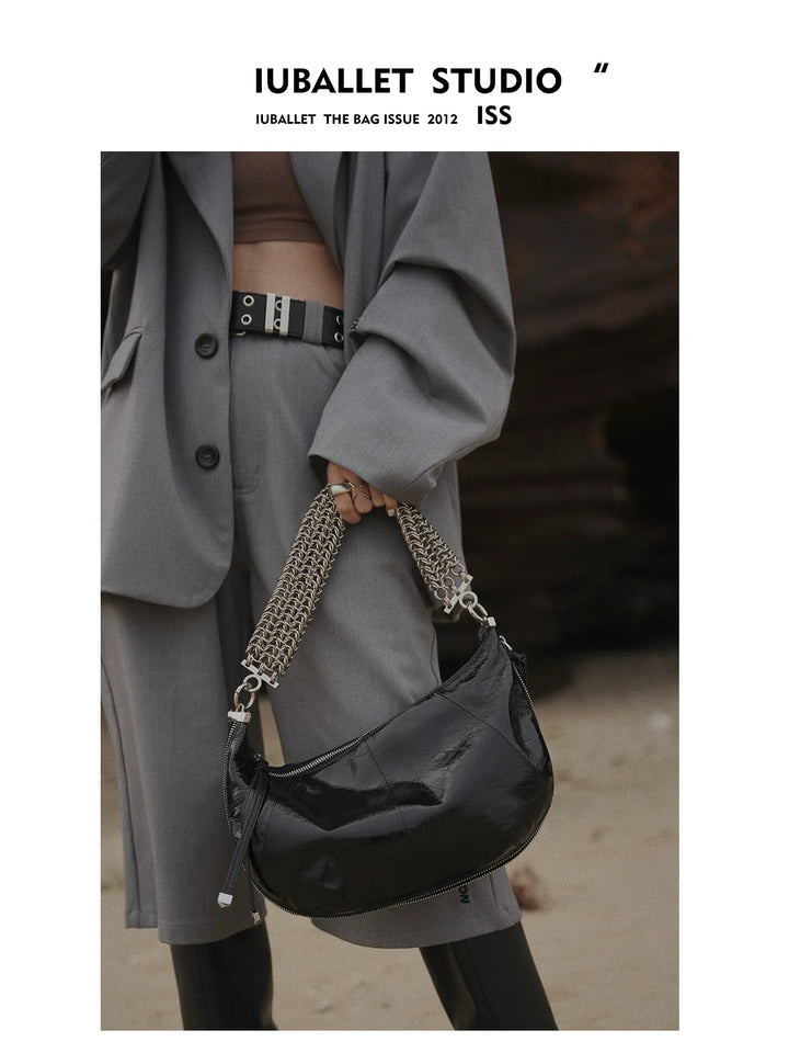 Leather Crescent Chain Bag