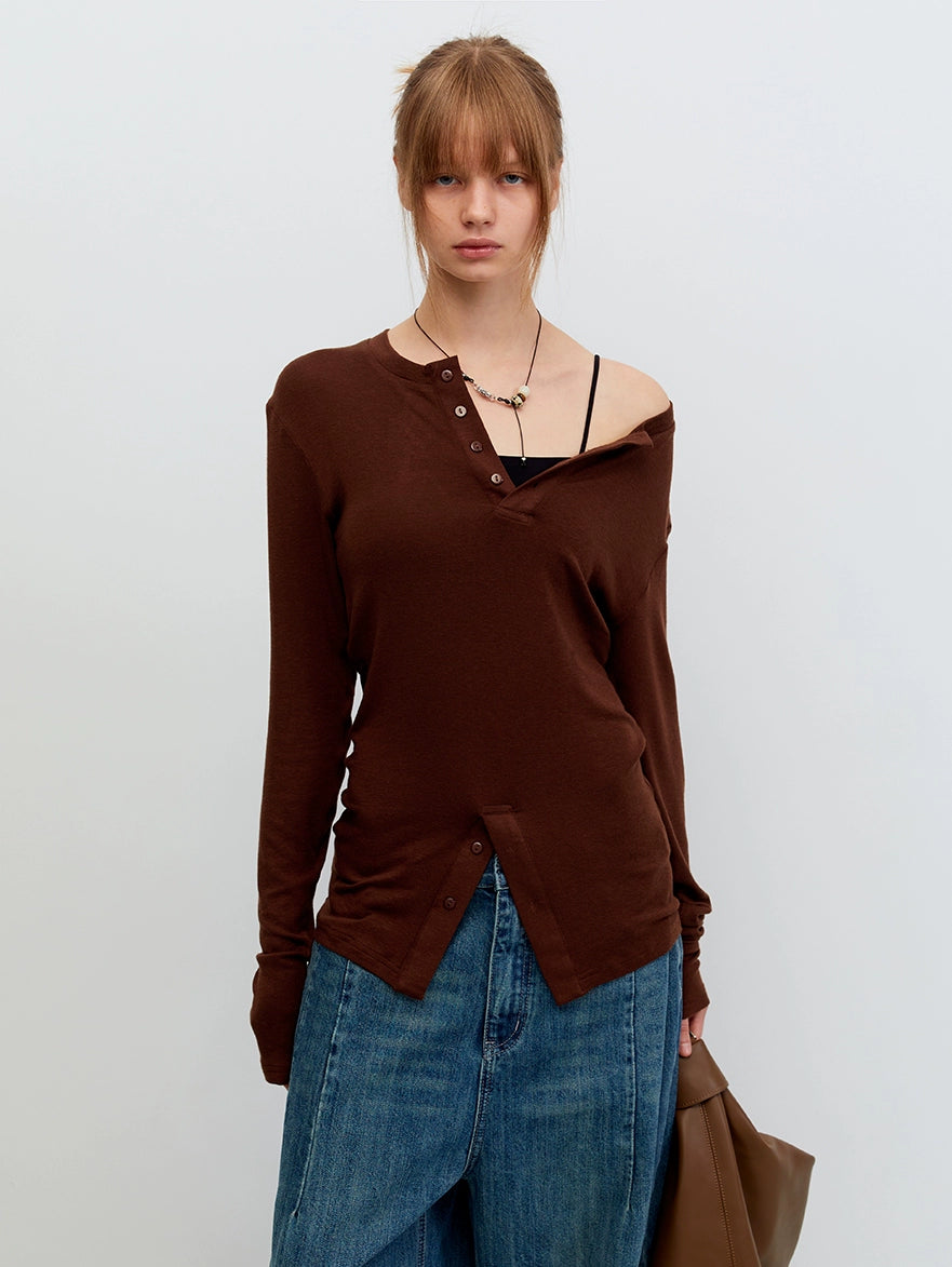 Symmetrical Brown Base Layer Tee