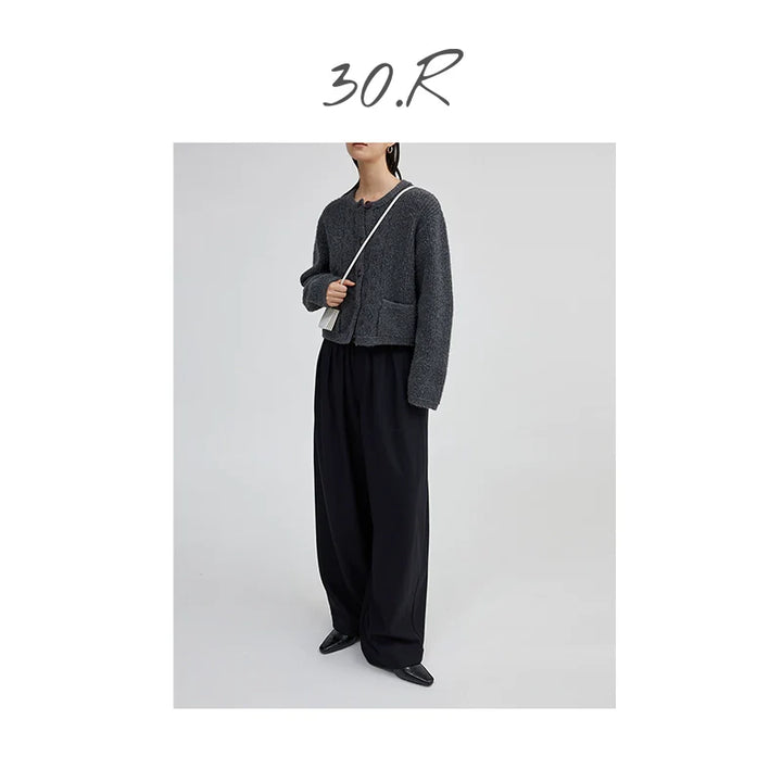 Wool Blend Wide Leg Pants