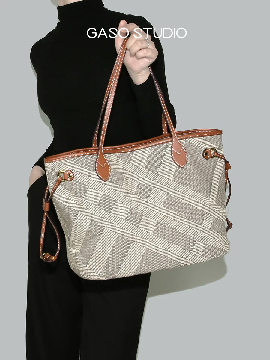 Canvas Leather Patchwork Tote