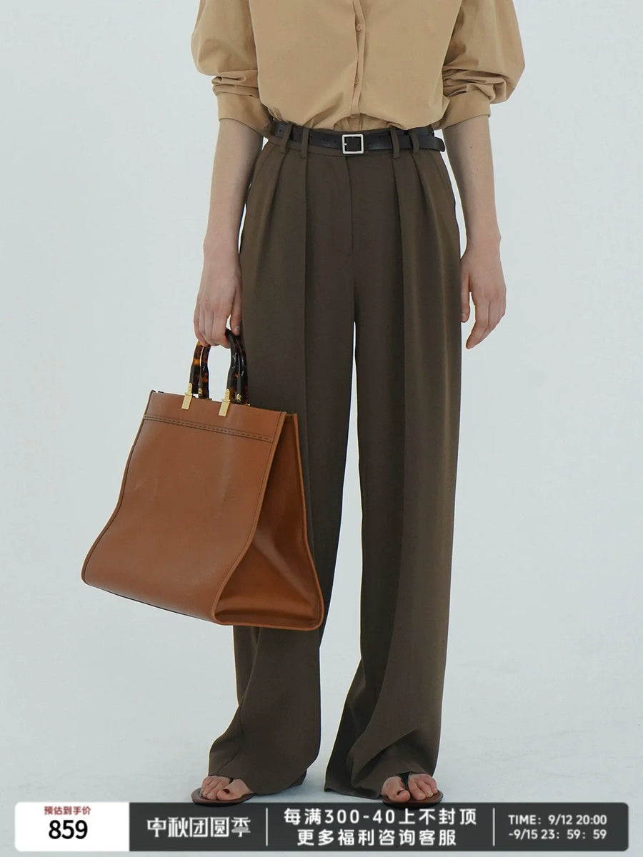 Triacetate High-Waist Draped Pants