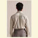 Men's Italian Pure Cotton Waterfall Pleats Shirt - Handmade Three-Step Process with Spread Collar Long Sleeve Luxurious Oversized Shirt