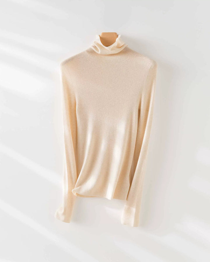 Natural Silk Cashmere Turtleneck