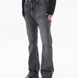 Gray Washed Jeans Basic Casual All-Match with Star Wang Hedi