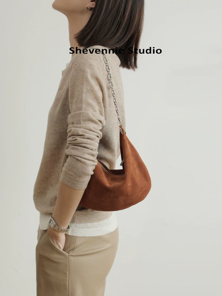 Suede Chain Shoulder Tote