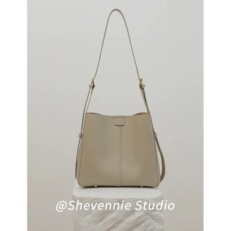 Leather Bucket Shoulder Bag