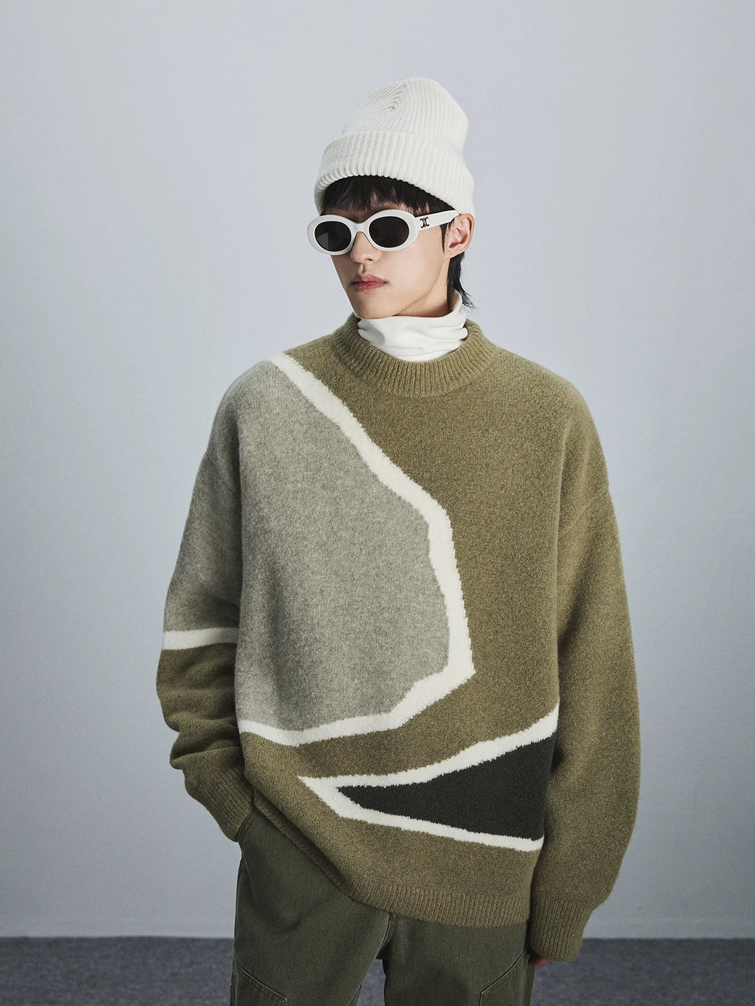 Yak Wool Color Block Sweater