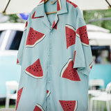Madden Watermelon Print Cuban Collar Shirt Retro Beach Style