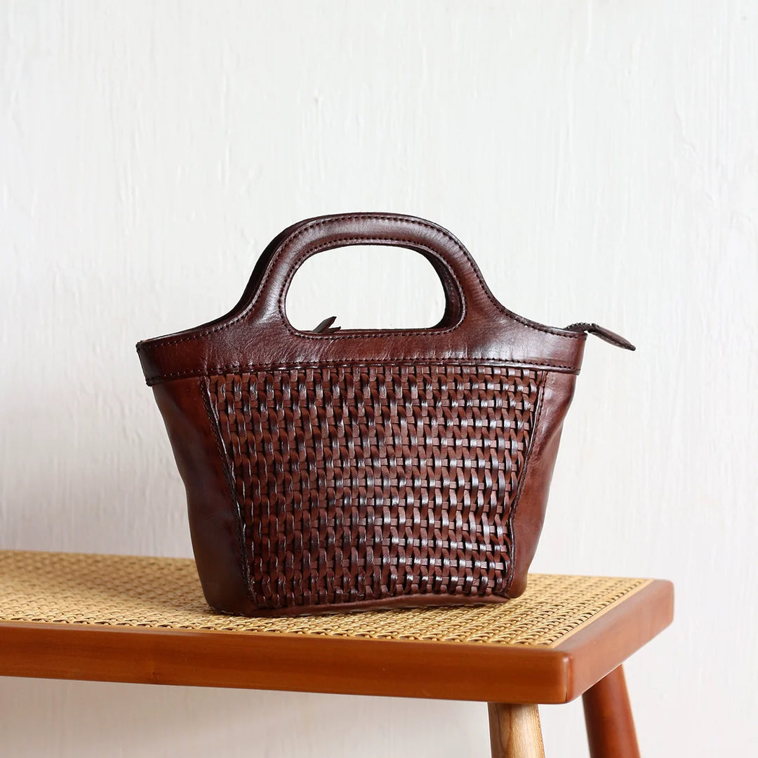 Gradient Woven Leather Shoulder Bag