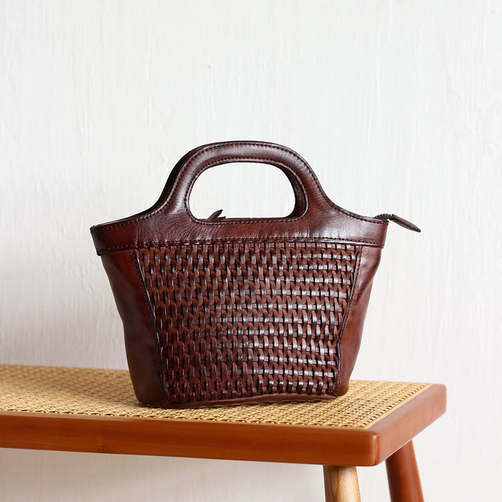 Gradient Woven Leather Shoulder Bag