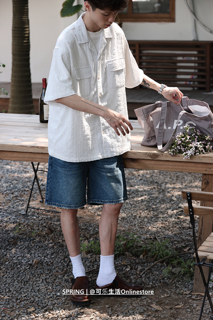 Loose Hollow Short-Sleeved Shirt