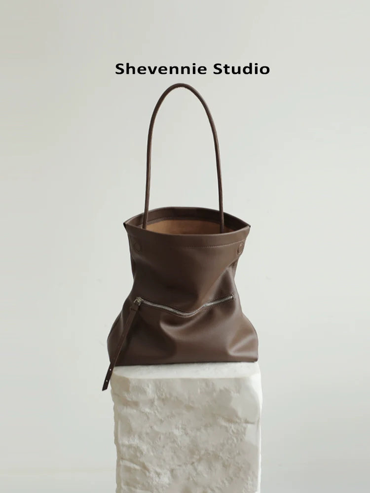 Leather Bucket Tote