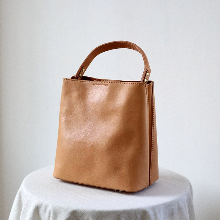 Leather Bucket Shoulder Bag