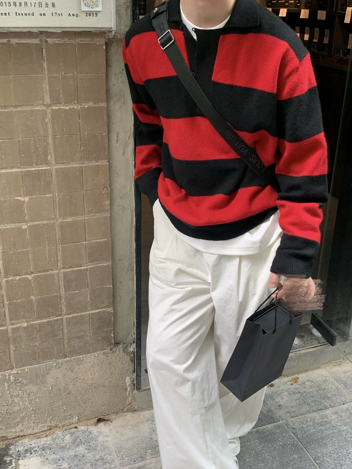 Striped Polo Sweater