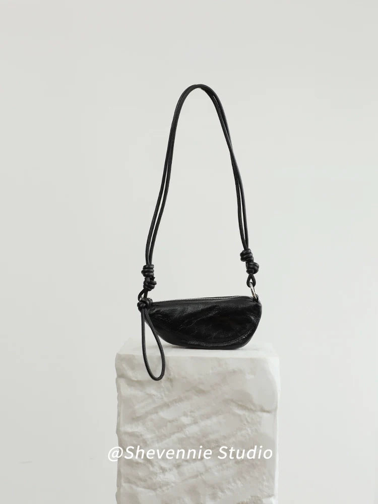 Leather Croissant Shoulder Bag