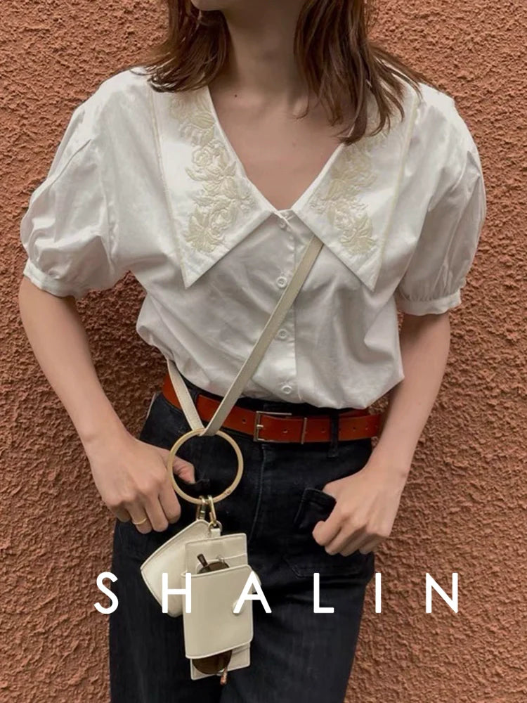 Embroidered Poplin Blouse