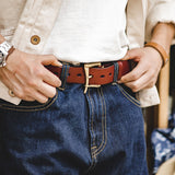 Handmade Retro Brass Belt with Quick Release Buckle Madden Tooling