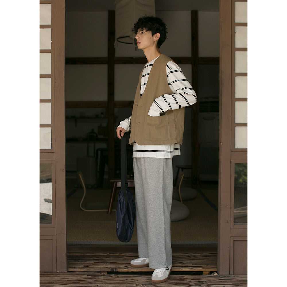 Autumn Light Gray Drape Sports Pants Self-Made Loose Fit (Unisex)