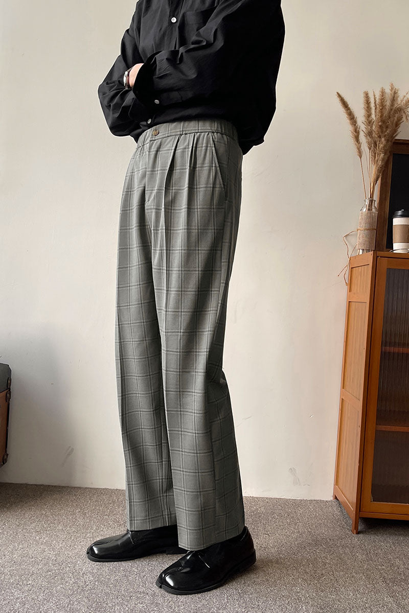 Plaid Wide-Leg Pants