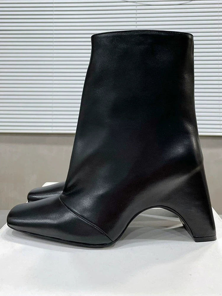 Black Luxe Square Toe Boots