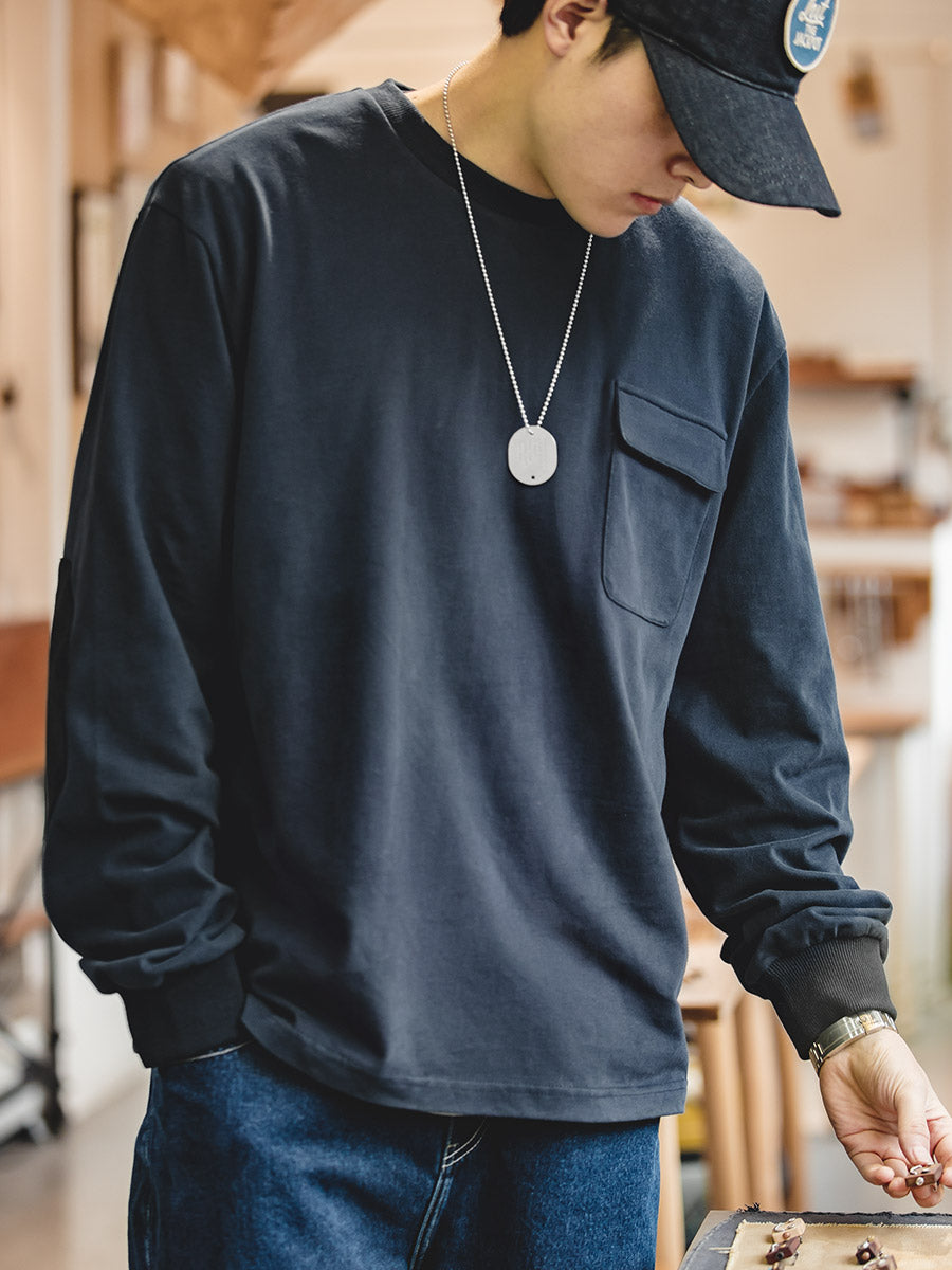 Suede Stitch Long Sleeve Tee