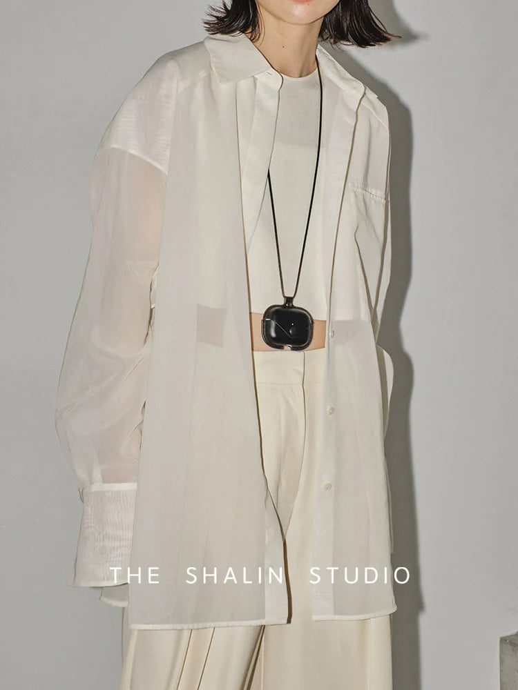 Soft Sheer Lapel Shirt