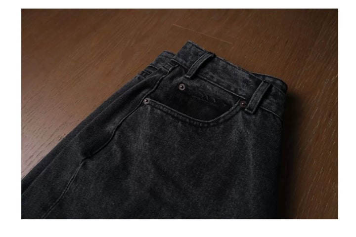 Washed Black Straight-Leg Jeans