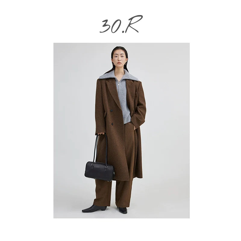 Walnut Plaid Wool Coat