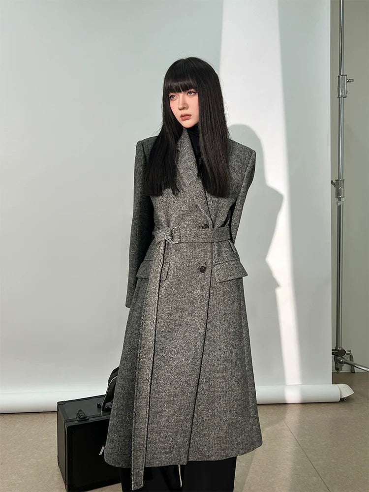 Grey Cashmere Wool Coat