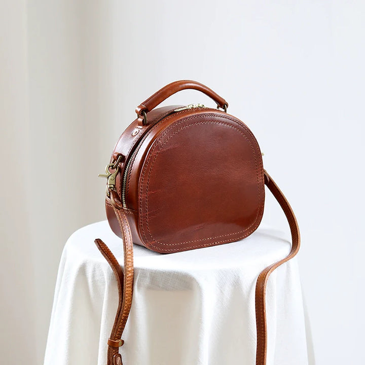 Round Leather Crossbody