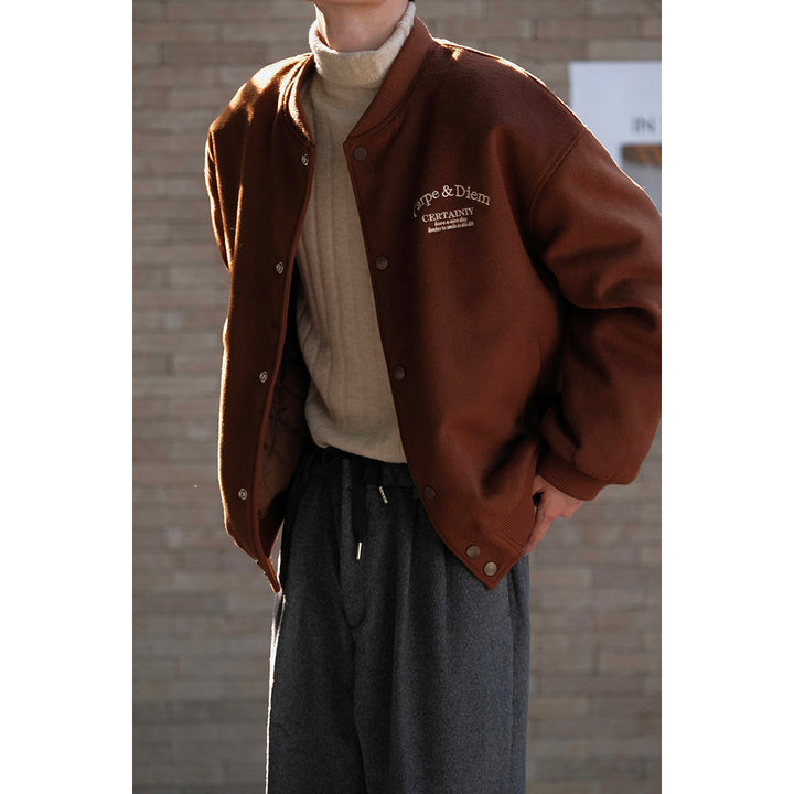 Woolen Coffee Baseball Jacket