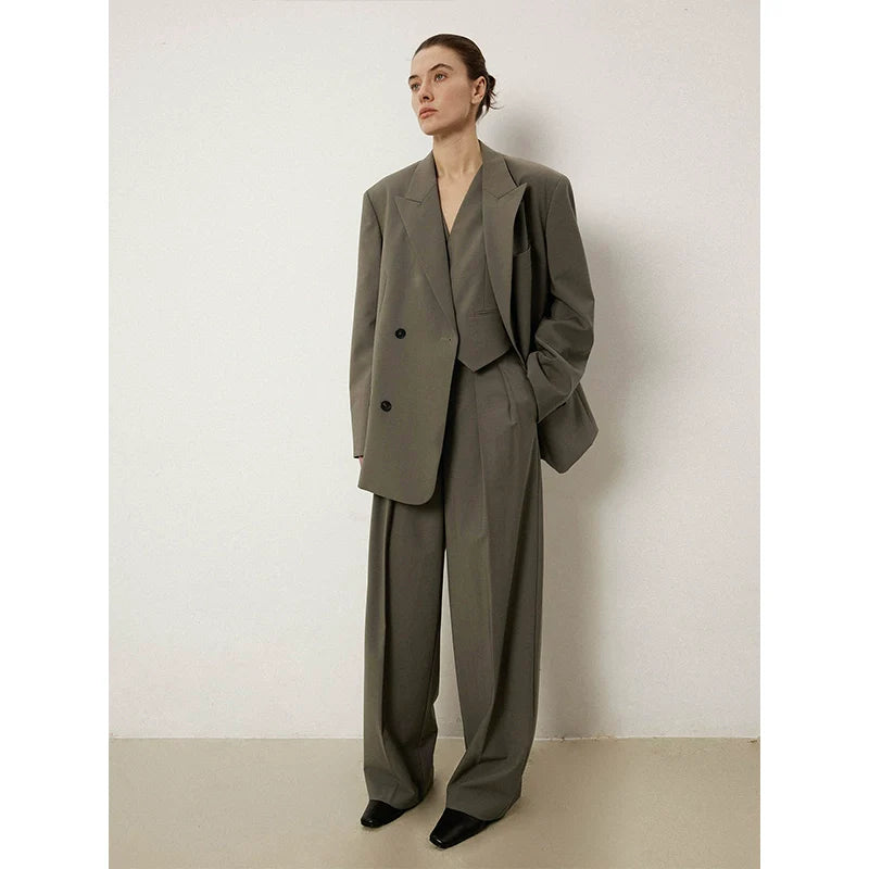 Superfine Wool Wide Leg Trousers