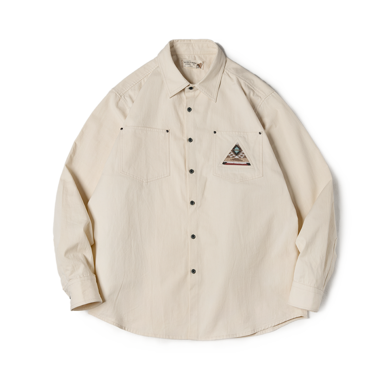 Beige Totem Stitching Shirt