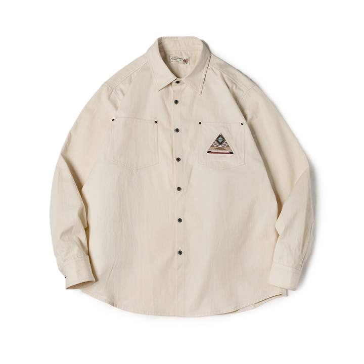 Beige Totem Stitching Shirt