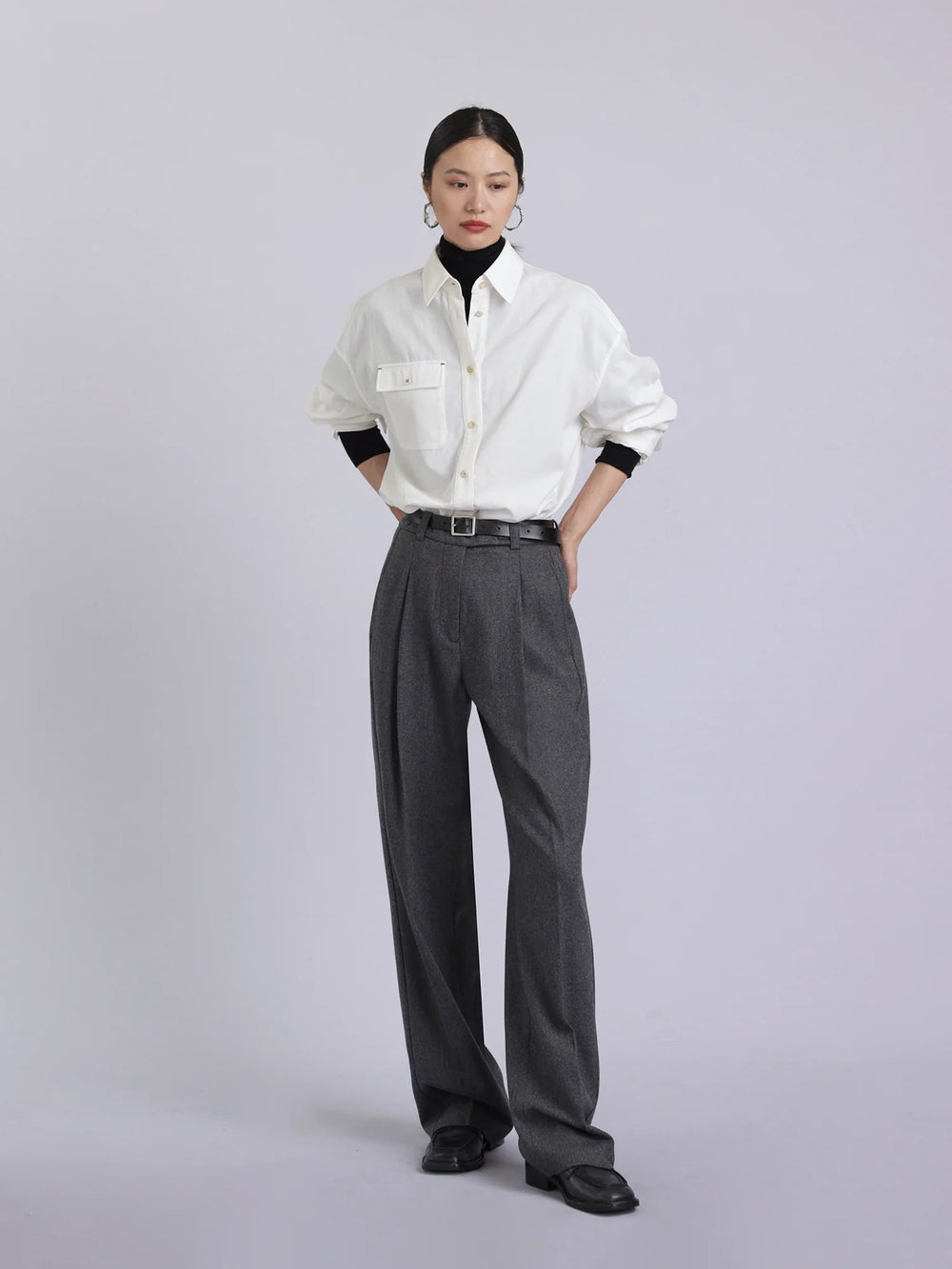 Slim Wool Flannel Trousers