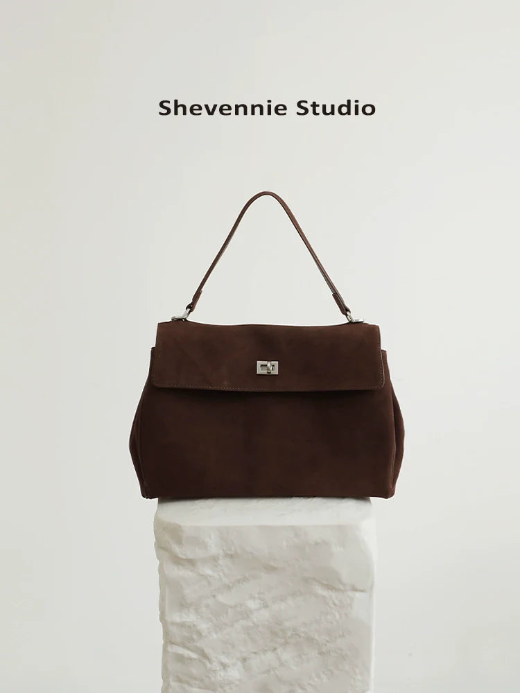 Suede Lock Shoulder Tote