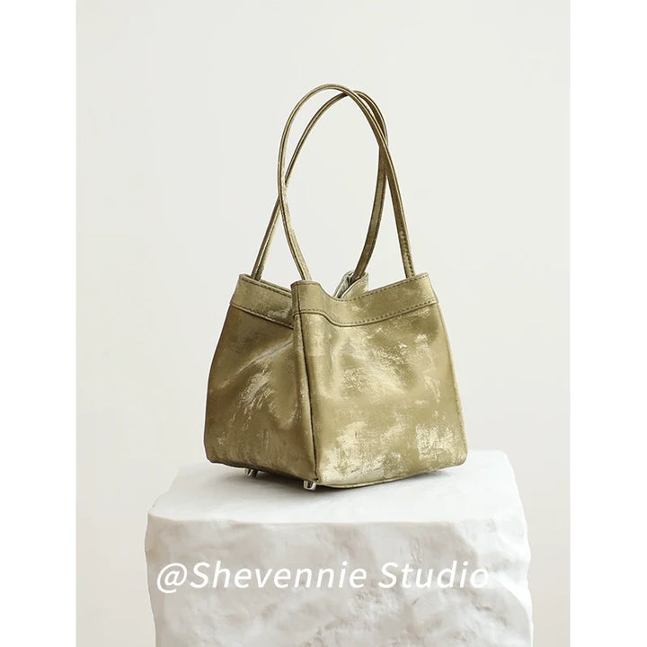 Silk Leather Bucket Bag