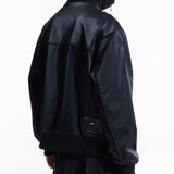 Metal Logo Zipper PU Leather Men's Jacket - Casual & Loose Fit