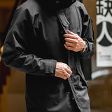 Men's Black Nylon Hooded Windbreaker - Madden Tooling Outdoor Jacket
