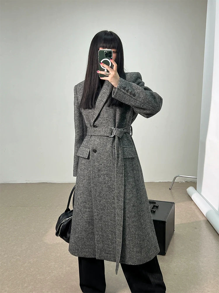 Grey Cashmere Wool Coat