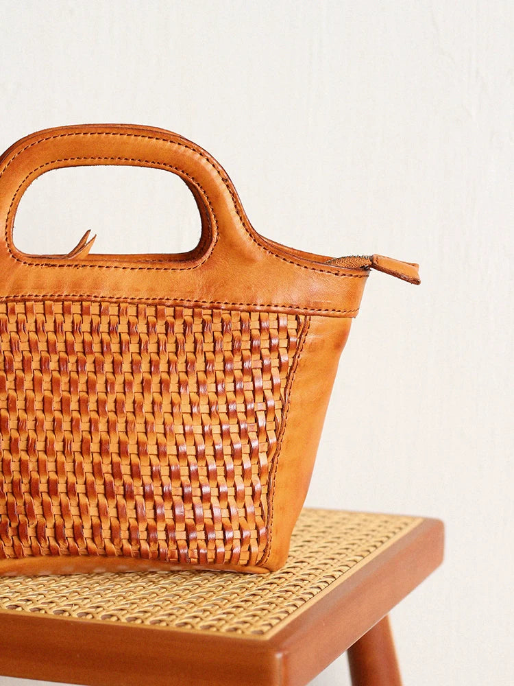 Gradient Woven Leather Shoulder Bag