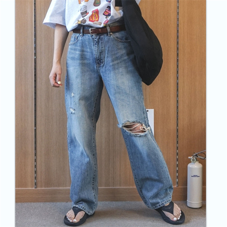 Asymmetric Raw Edge Jeans