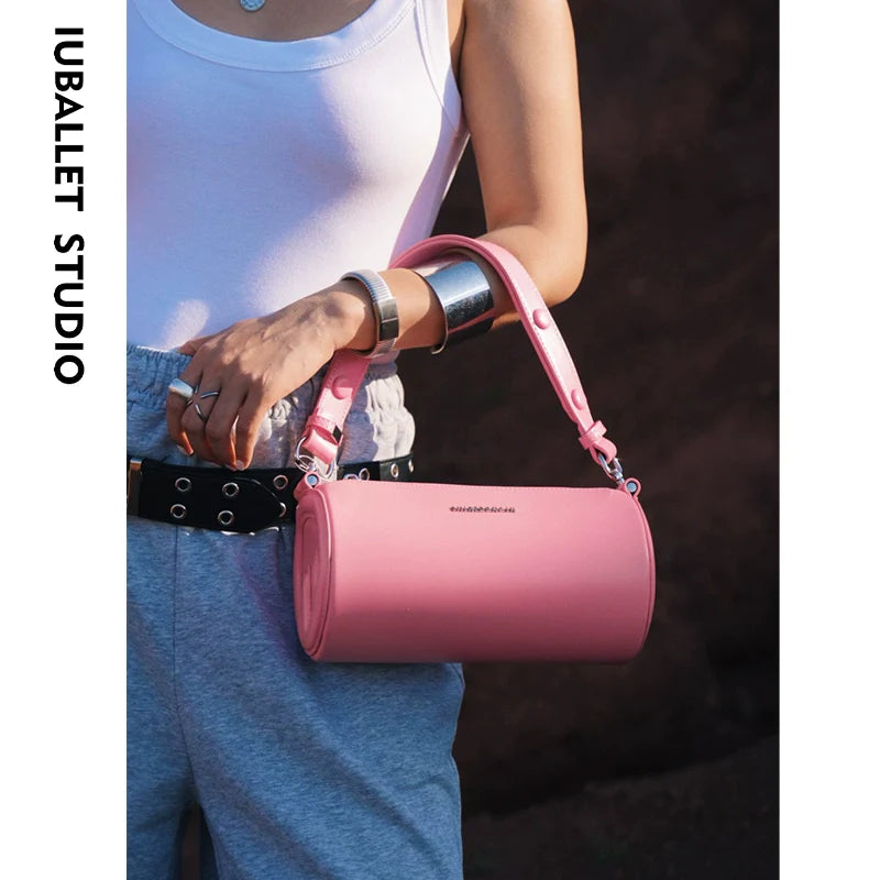 Leather Tubular Shoulder Bag