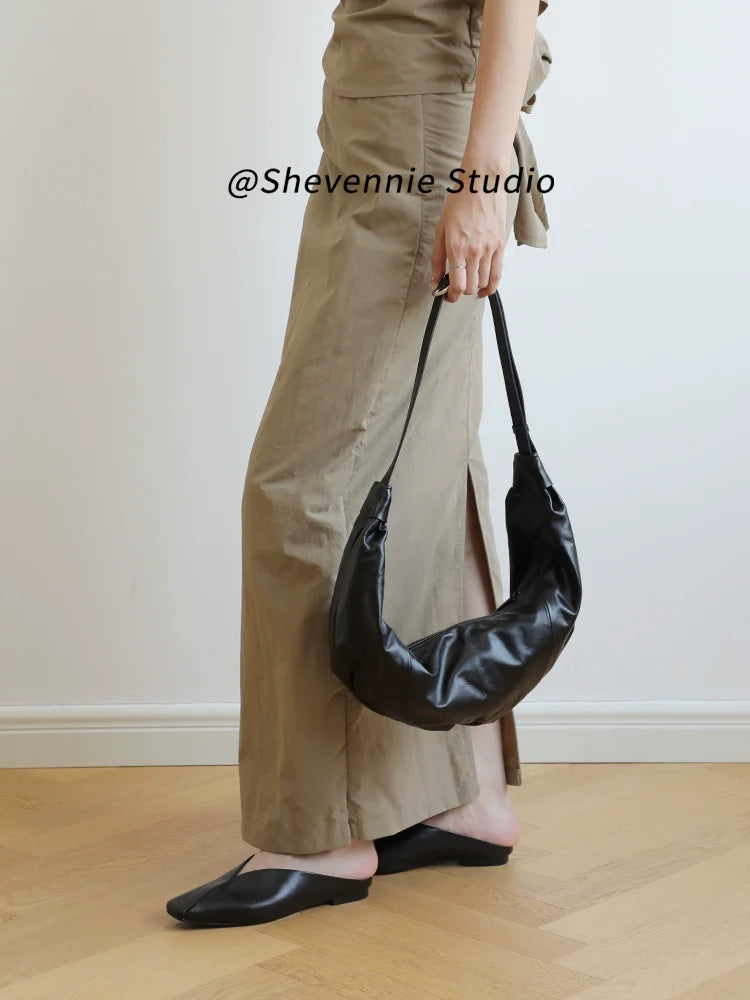 Shevennie Leather Croissant Bag