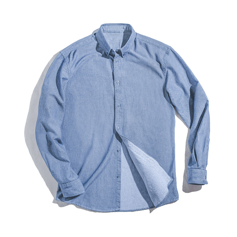 Men's Retro Brushed Long-Sleeve Oxford Shirt for Autumn