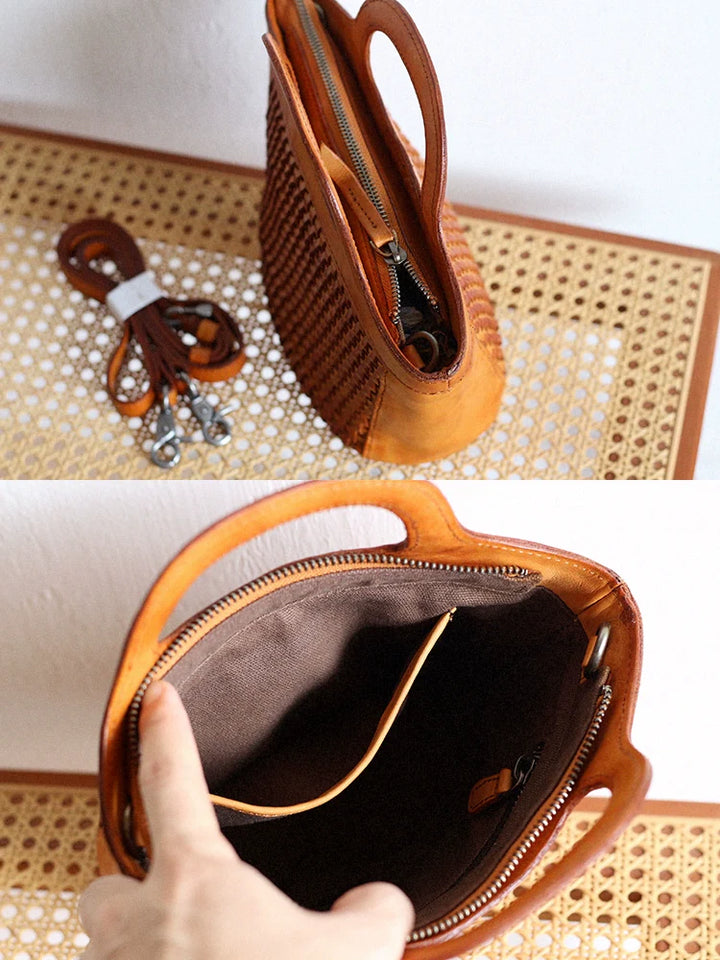 Gradient Woven Leather Shoulder Bag