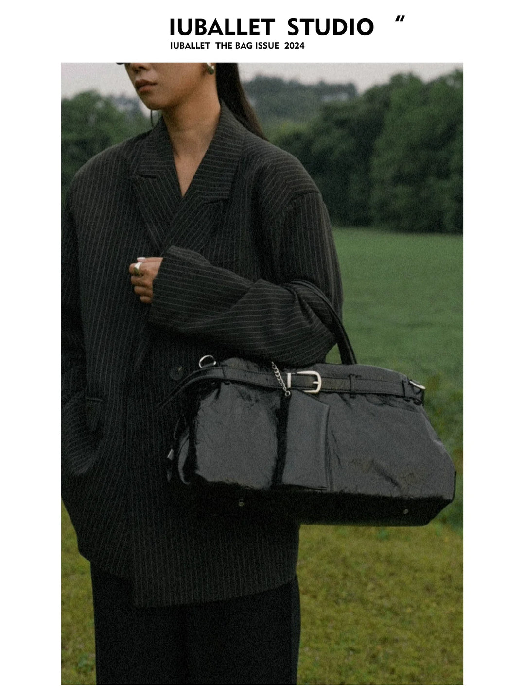 Fog Leather Pleated Tote