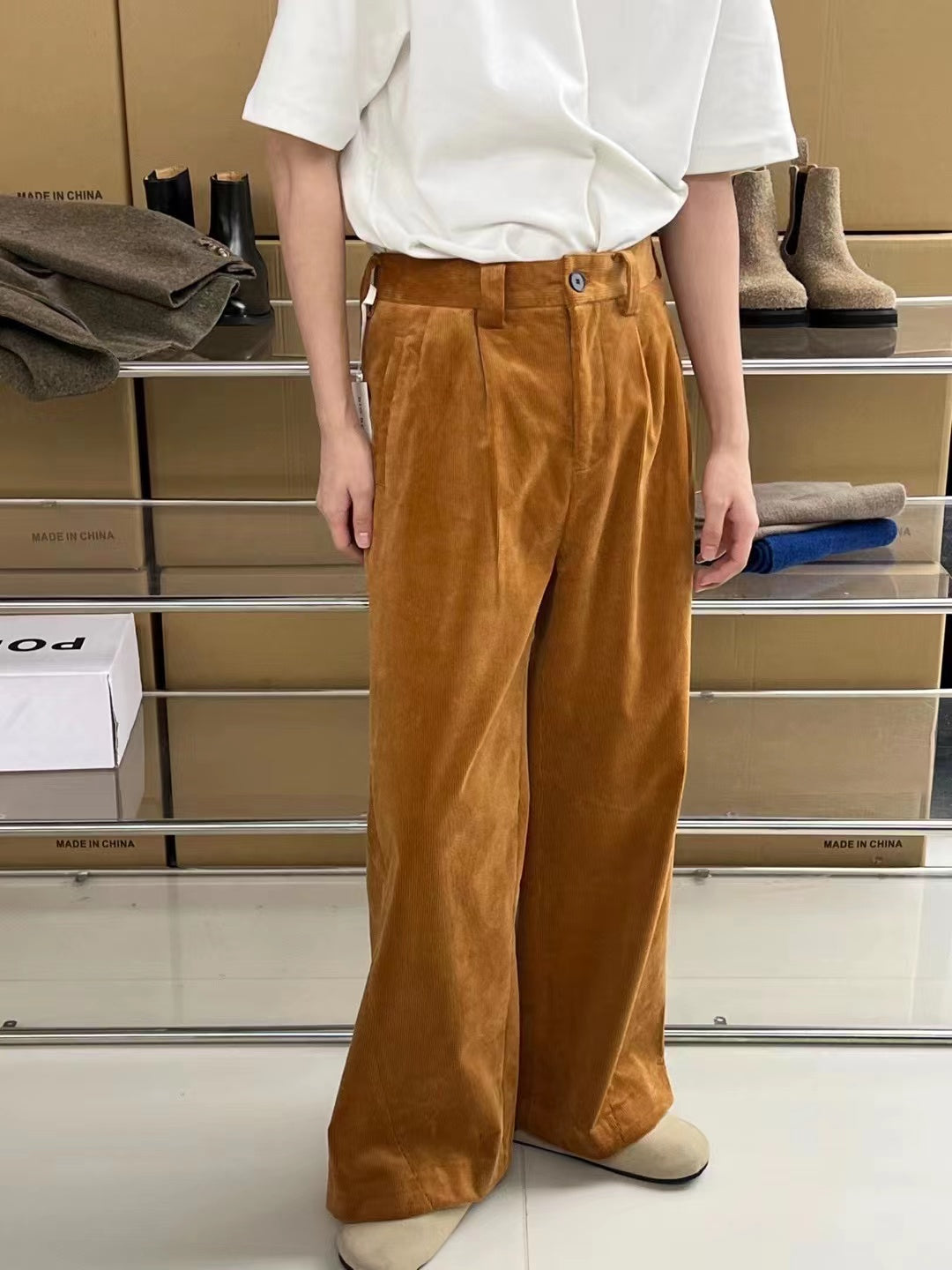 Flocked Corduroy Trousers