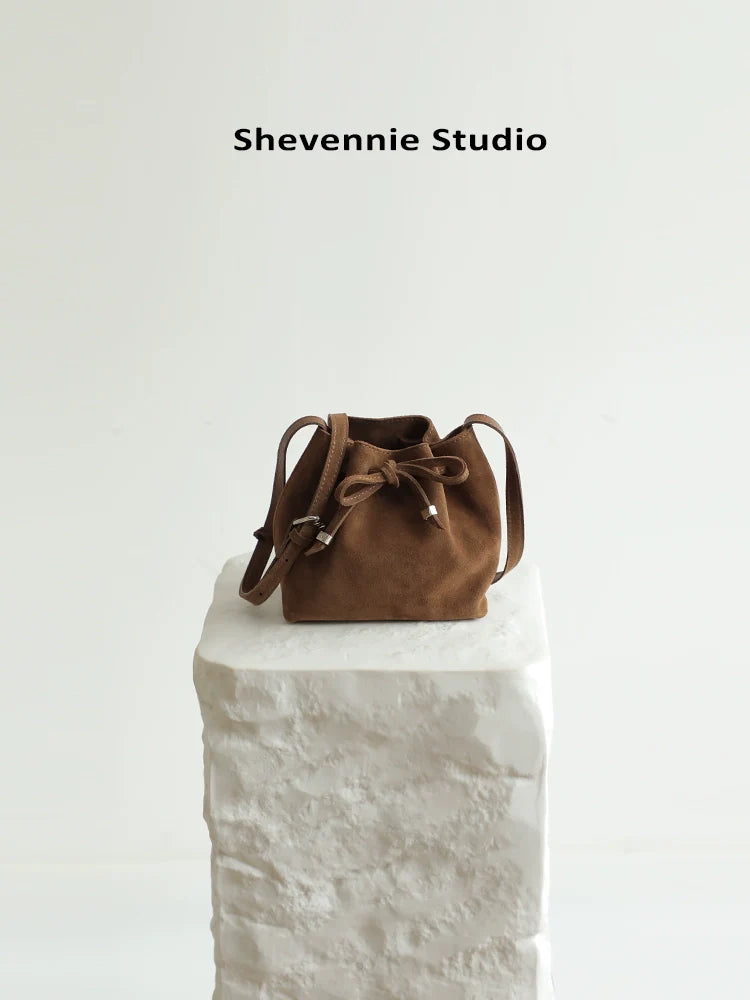 Frosted Suede Bucket Bag